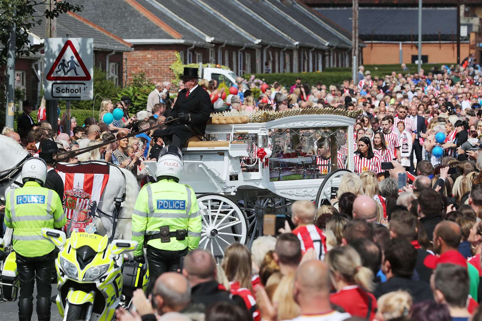 Bradley’s funeral cortege (Owen Humphreys/PA)