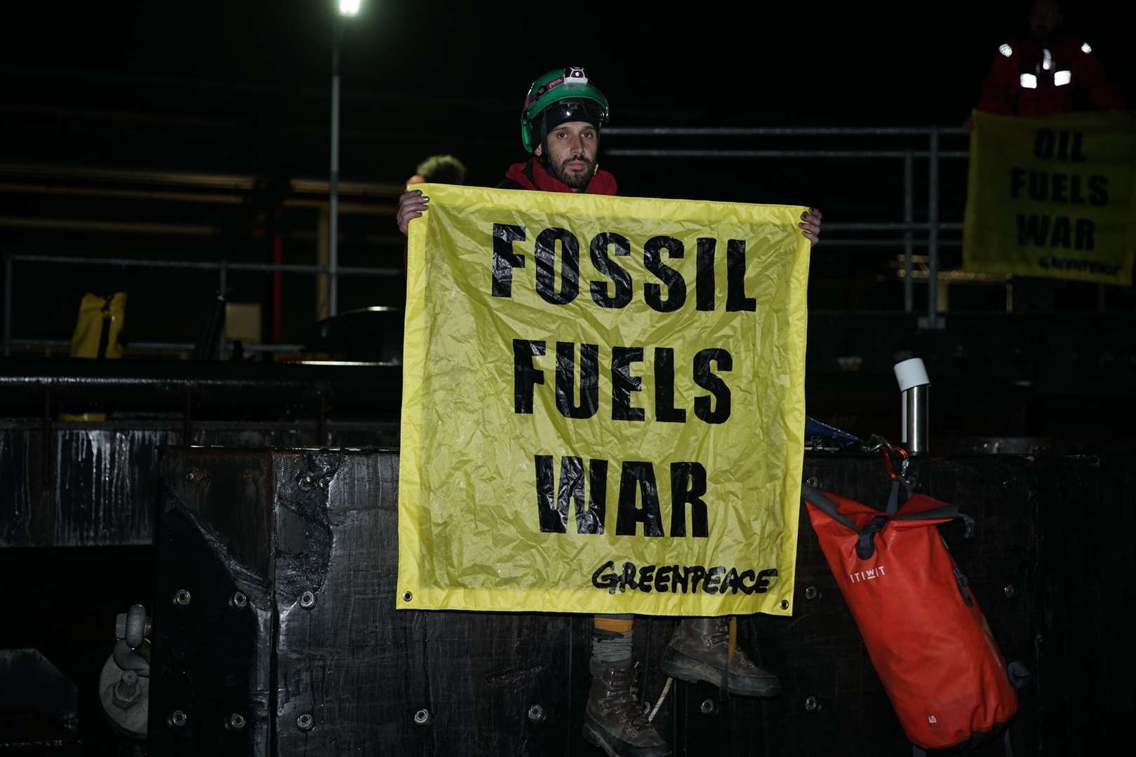 Greenpeace protestors forced a 33,000-tonne tanker to U-turn near Gravesend and Northfleet after storming terminals in Grays, Essex. Picture: Greenpeace