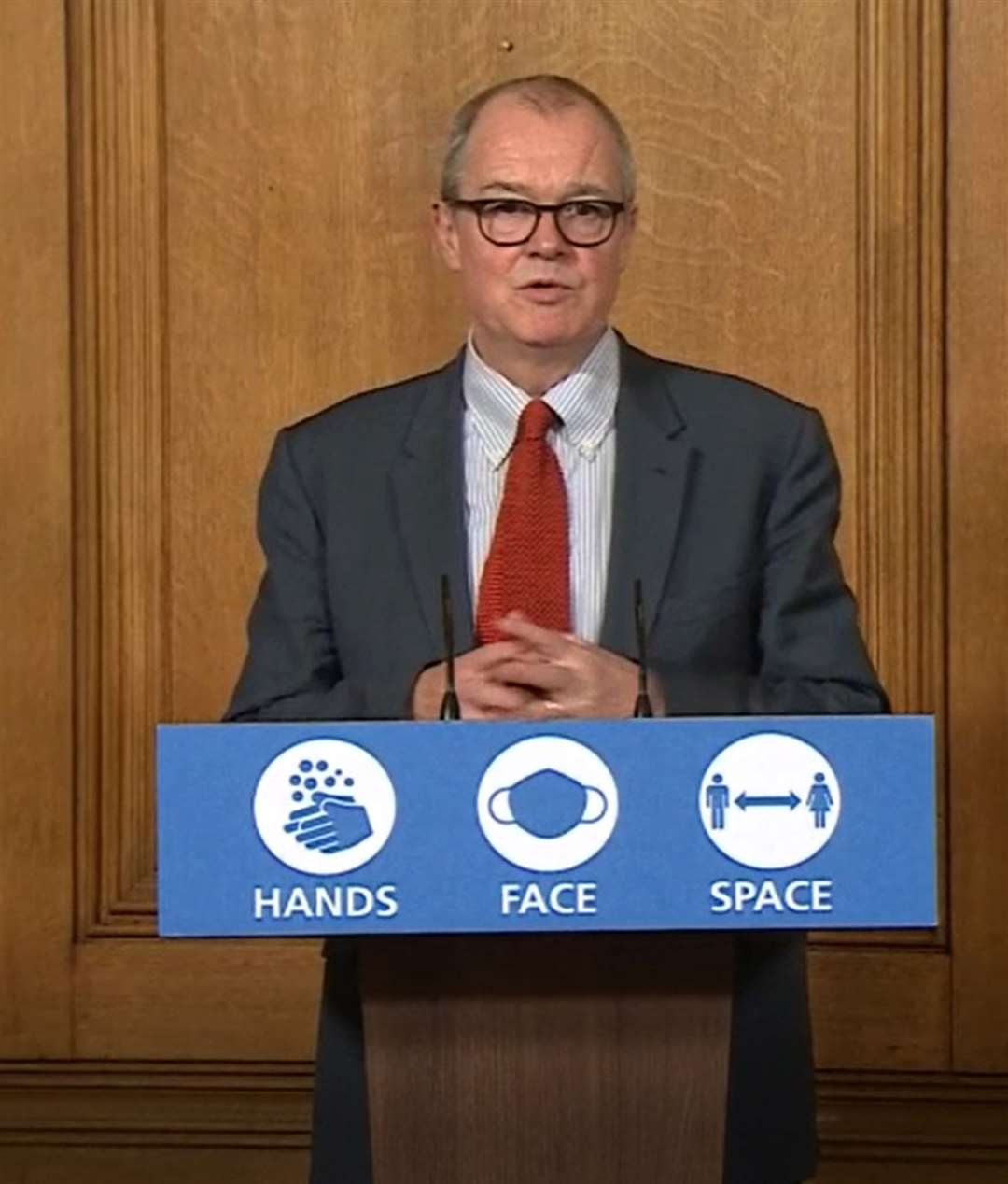 Sir Patrick Vallance during the media briefing in Downing Street (PA Video/PA)