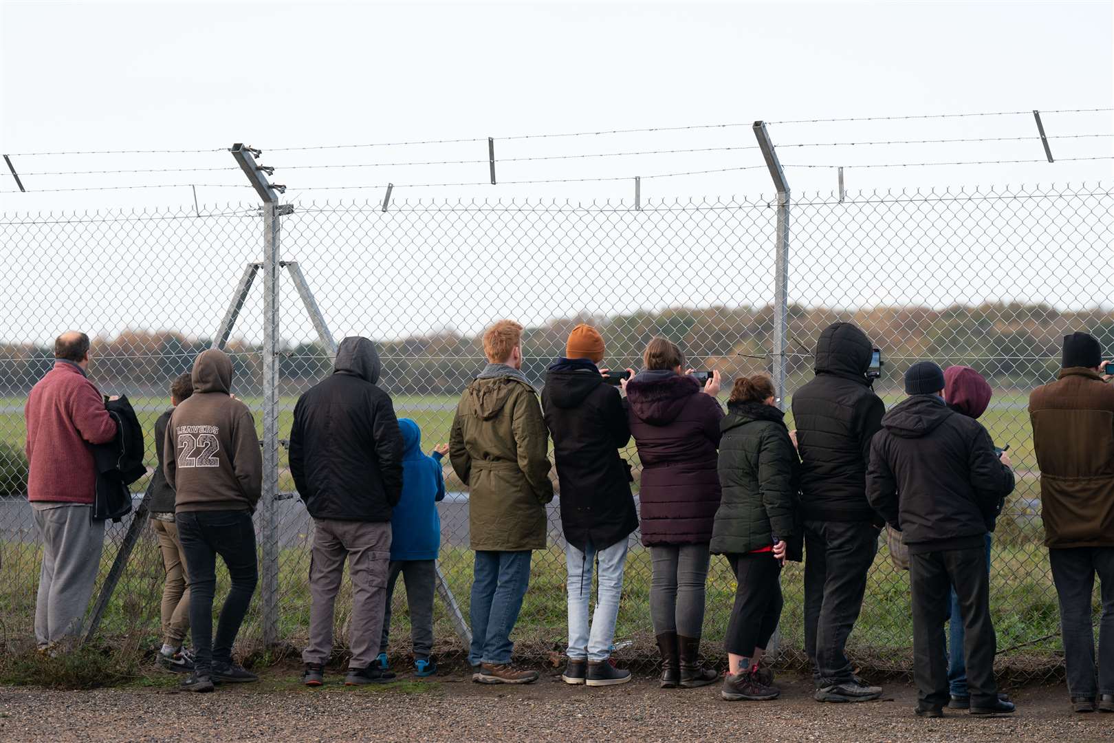 Enthusiasts watch Vulcan bomber XH558’s engine ground run at Doncaster Sheffield Airport (Joe Giddens/PA)