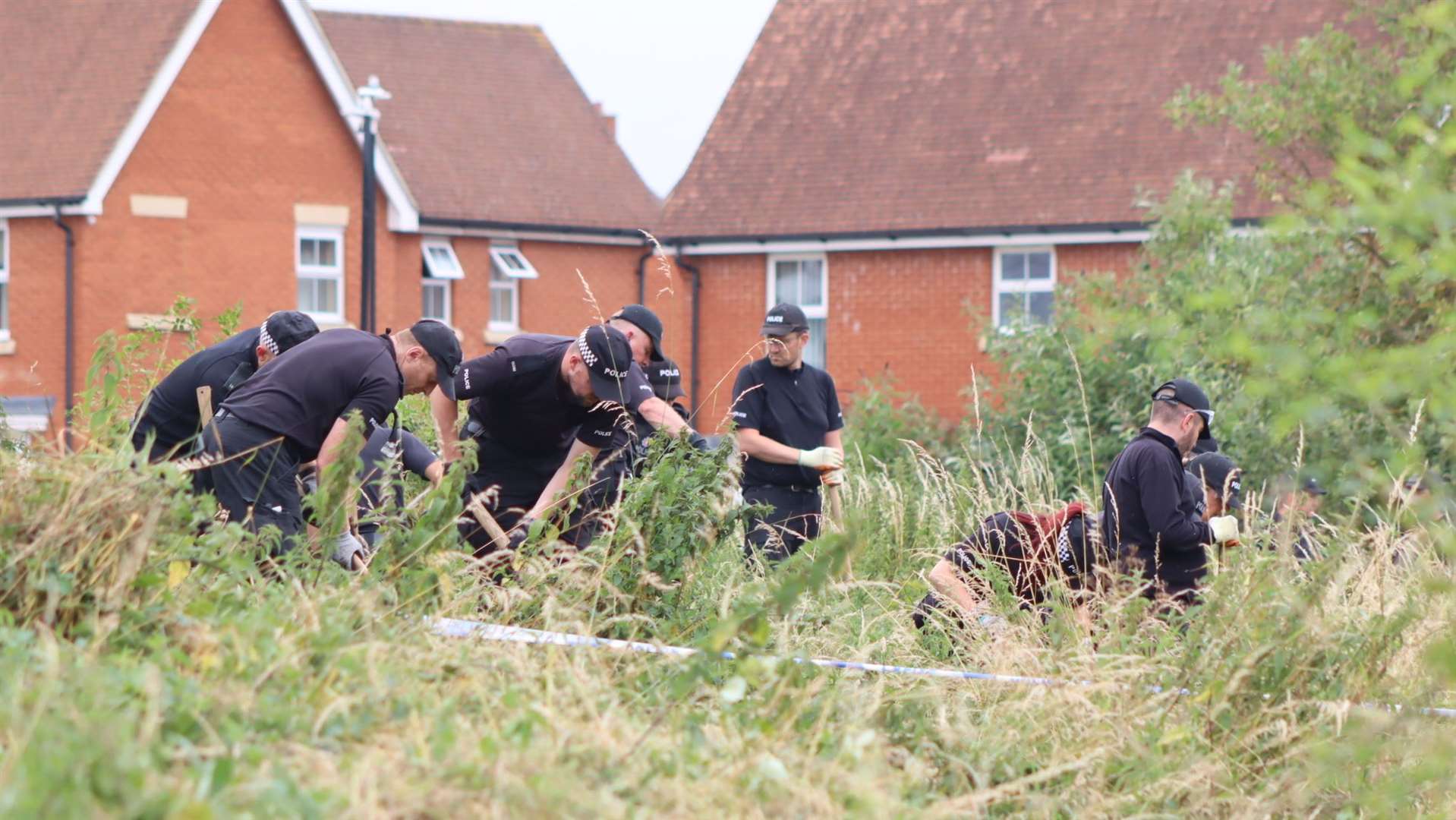 Police carrying out a search in Sittingbourne after a teenage girl was stabbed. Picture: John Nurden