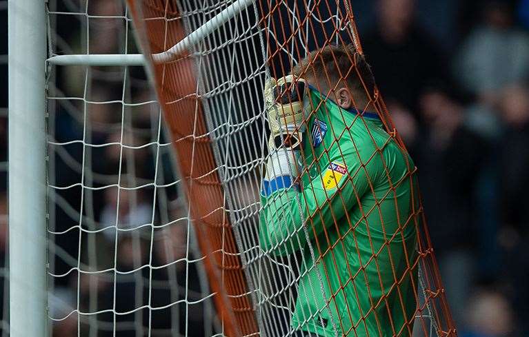 Tomas Holy reacts to conceding a goal at Luton Picture: Ady Kerry