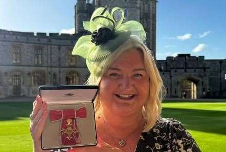 Tina Lovey, chief executive of Rivermead Inclusive Trust with her OBE medal