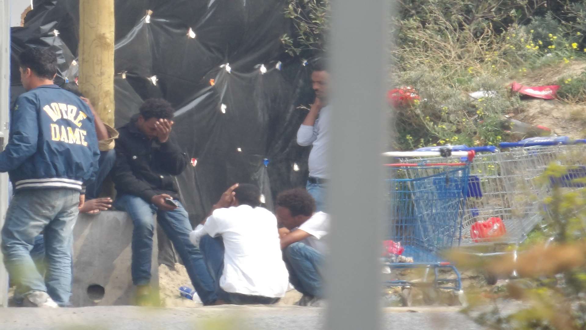 Migrants at the Calais camp known as The Jungle before work began to dismantle it