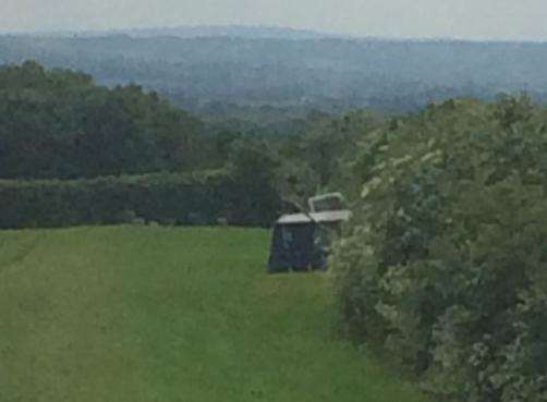 The lorry has overturned into a field near Kings Hill. Picture: @Bexy82Bexy