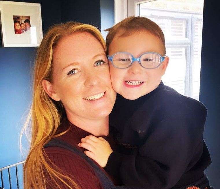 Teddy Baker, who has an unknown disorder and cerebral palsy, with his mum Sarah Baker. Picture: Sarah Baker