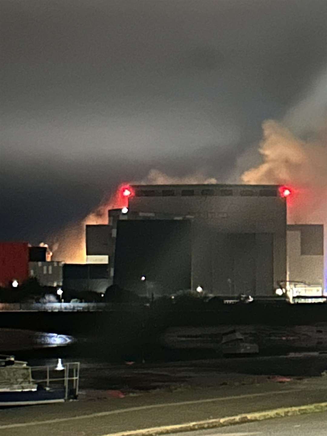 The fire broke out at BAE Systems’ Barrow-in-Furness shipyard in Cumbria on Wednesday morning (@jeffbarrow81/X/PA)