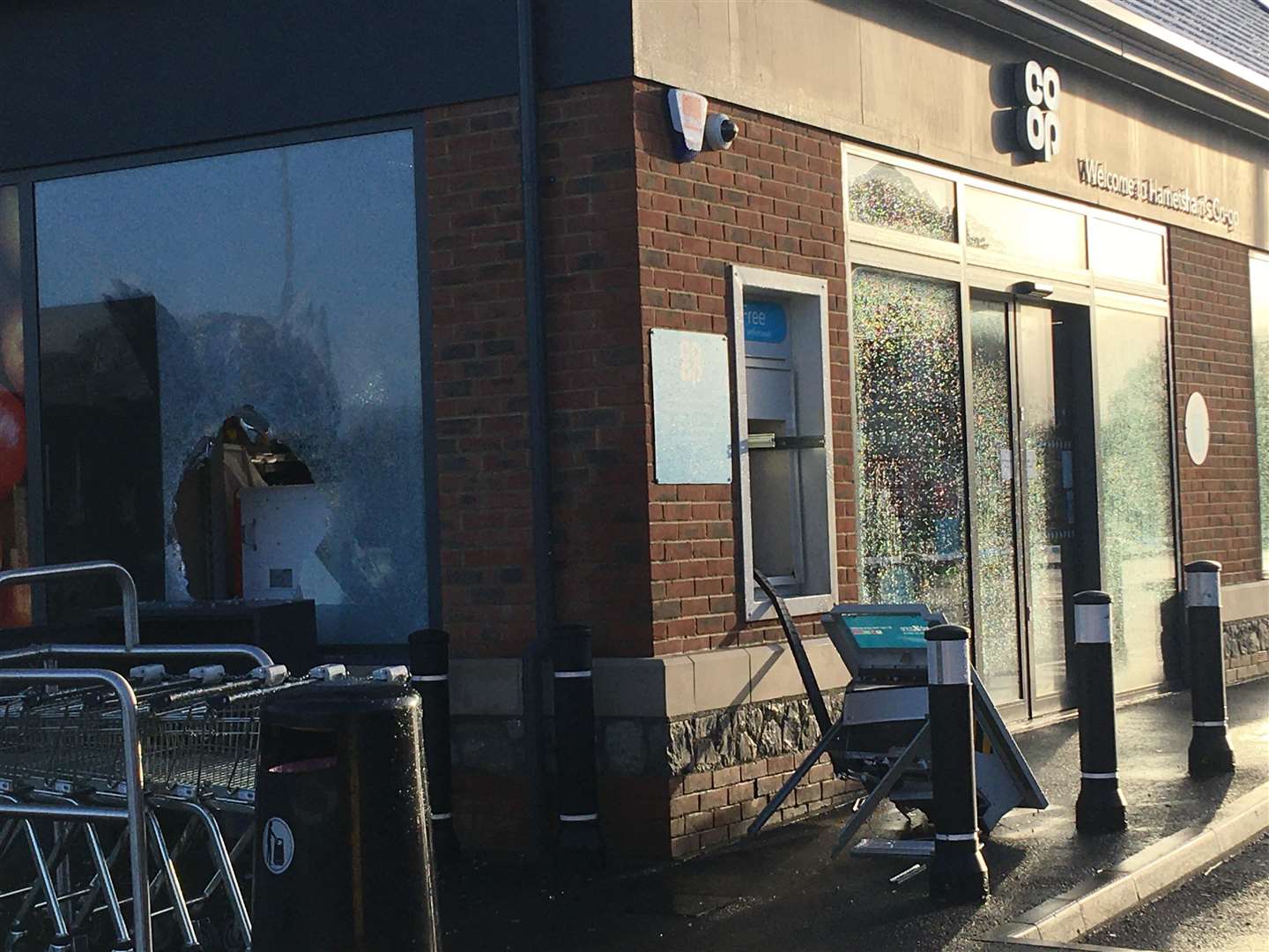 A cash machine on the floor outside the Co-op in Harrietsham in January last year