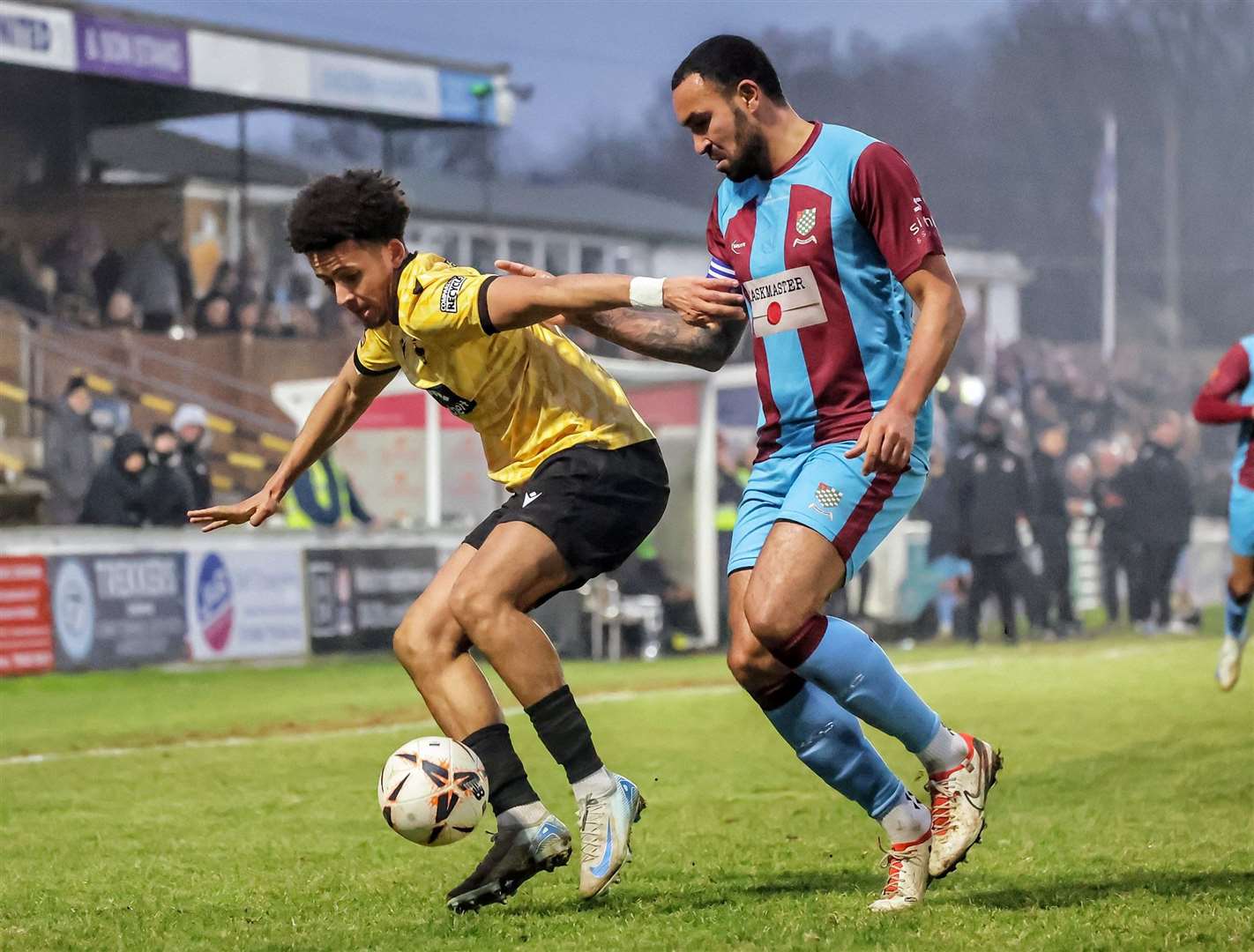 Sol Wanjau-Smith played with his shoulder strapped at Chesham. Picture: Helen Cooper