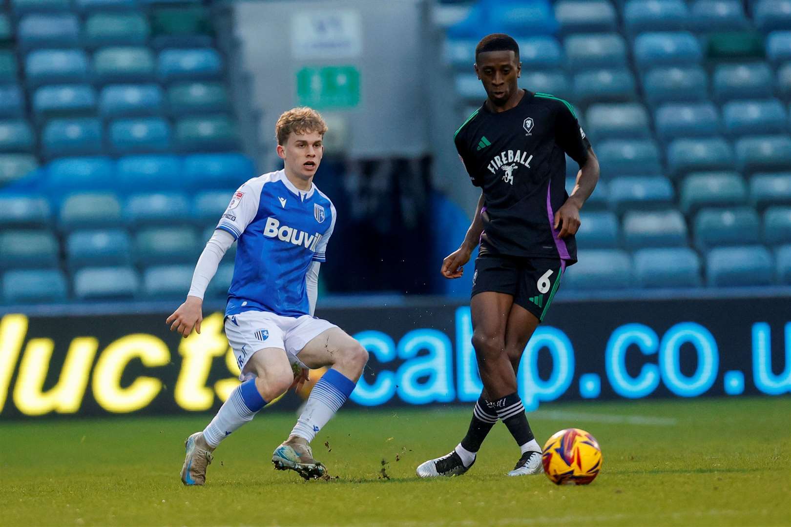 Harry Webster made his Football League debut on Saturday for Gillingham against Salford City Picture: @Julian_KPI