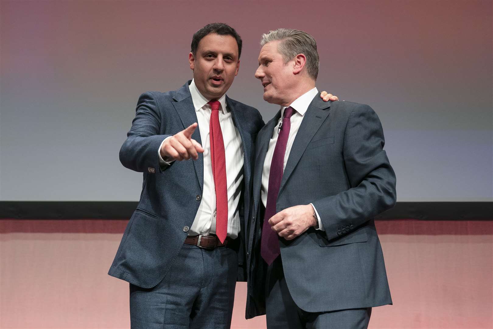 Labour leader Sir Keir Starmer with Scottish Labour leader Anas Sarwar, left, at the Scottish Labour conference (Jane Barlow/PA)