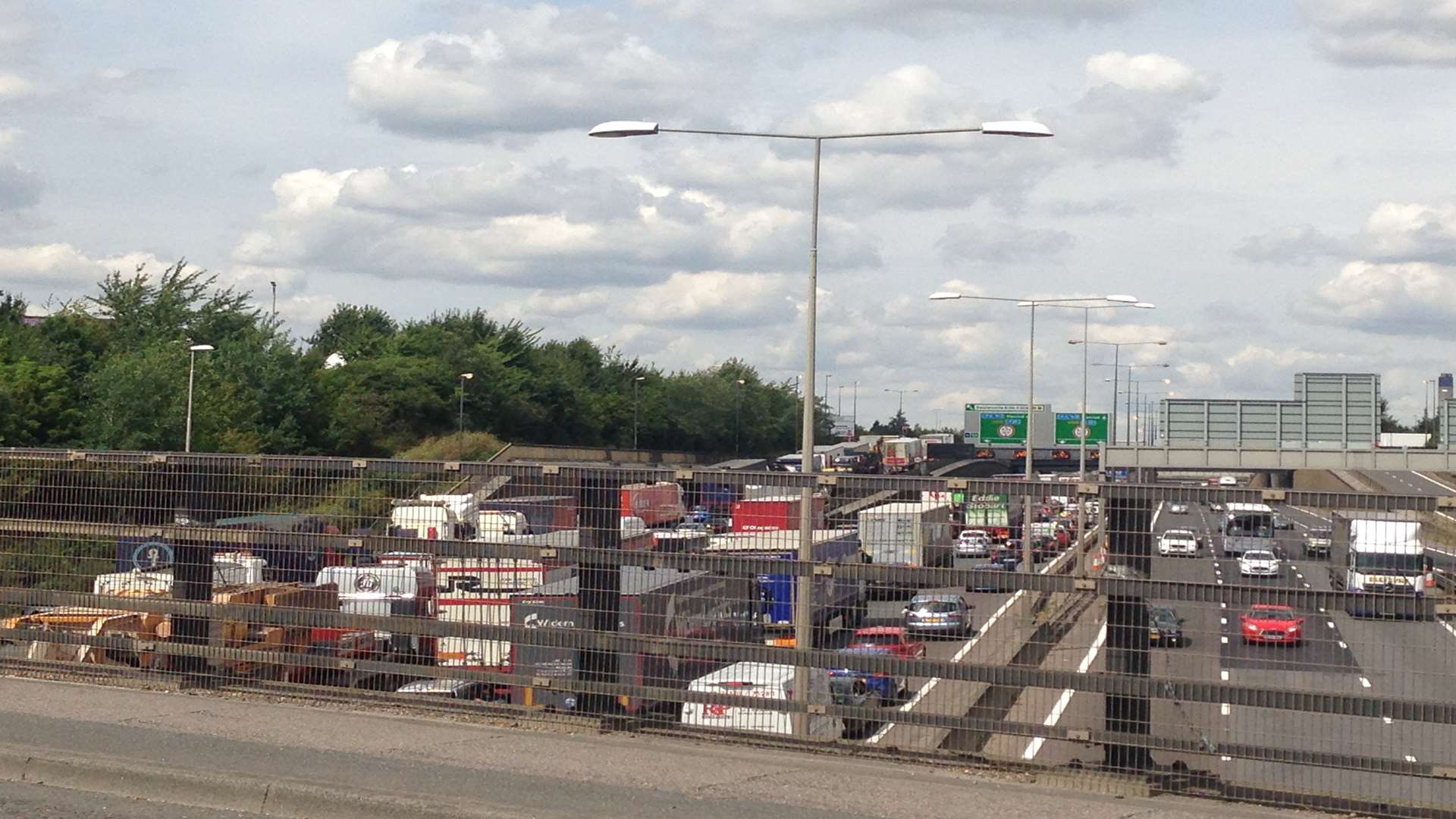 Traffic stretching back for miles on the M25 from the Dartford crossing