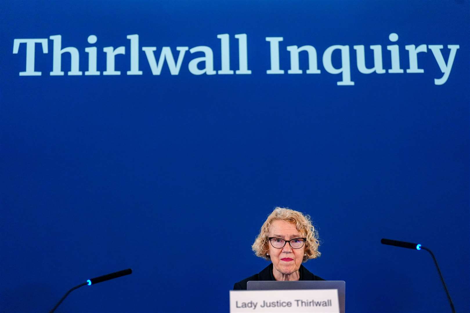 Chairwoman of the inquiry Lady Justice Thirlwall at Liverpool Town Hall (Peter Byrne/PA)