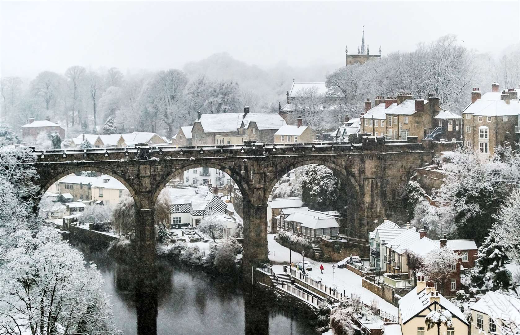 For others it was a chance to take in a beautiful winter scene, such as Knaresborough Viaduct in North Yorkshire (Danny Lawson/PA)