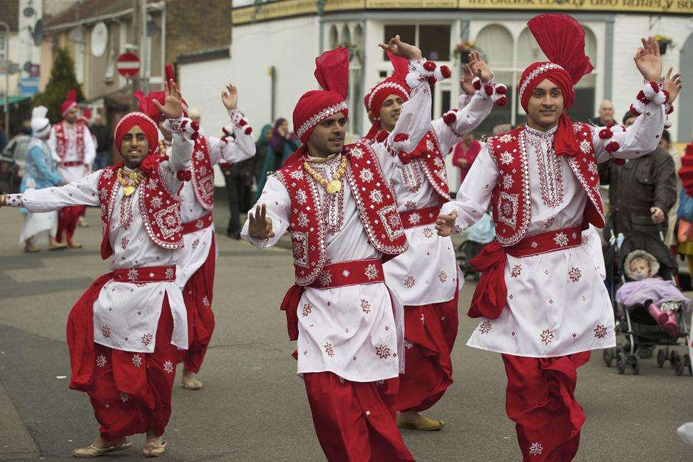 Energetic dancers from Gravesend's Jugnu bhangra