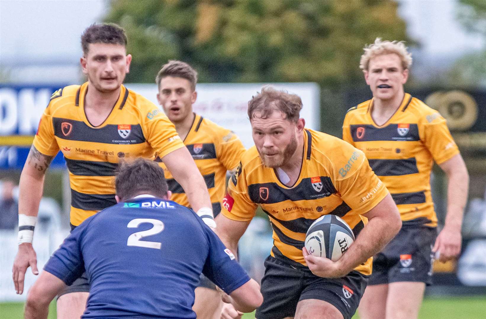 Tyler Oliver looks for a way past his man for Canterbury against Barnes in their 22-13 home defeat last weekend. Picture: Phillipa Hilton