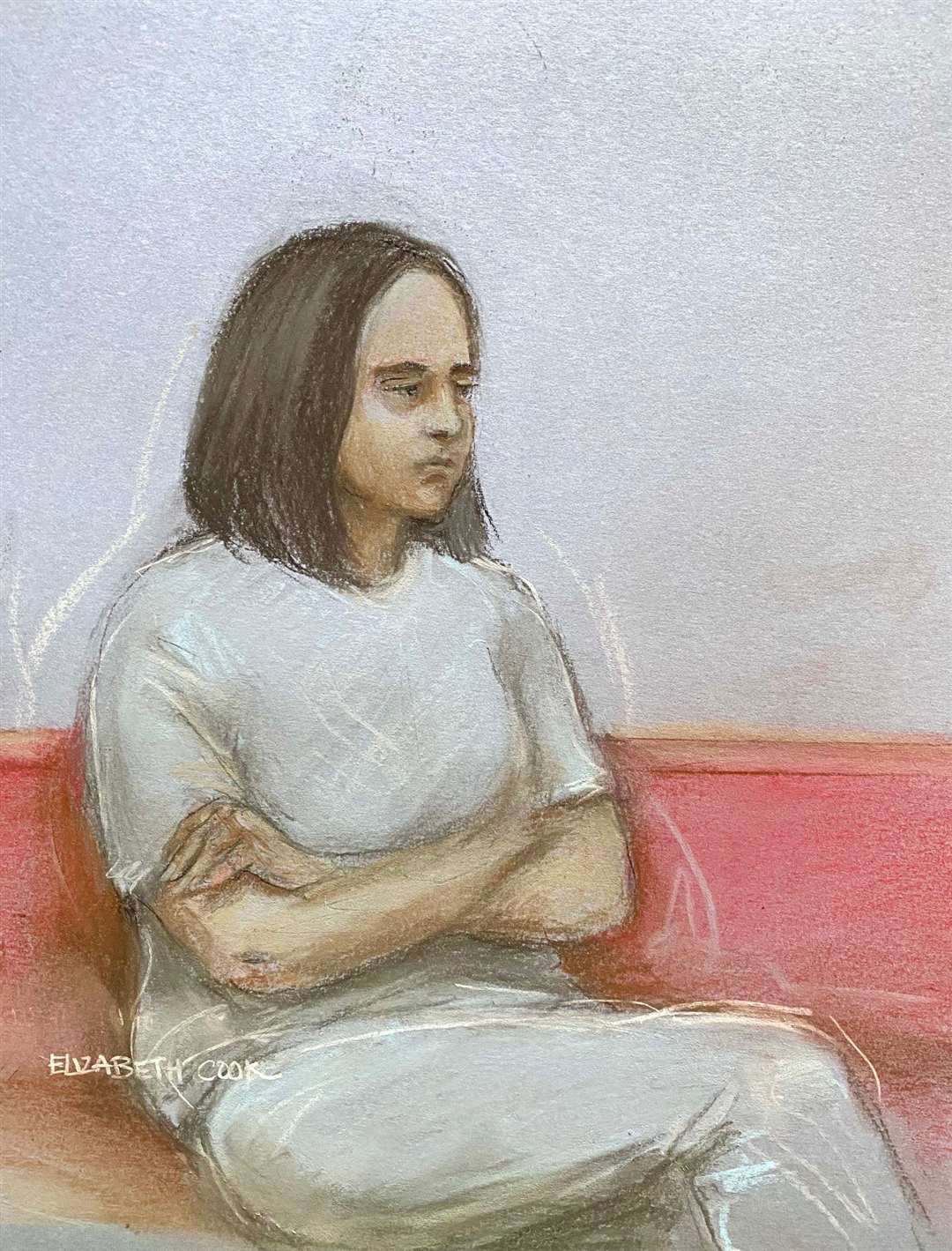 Court artist sketch of Jaskirat Kaur, also known as Jasmine Kang (Elizabeth Cook/PA)