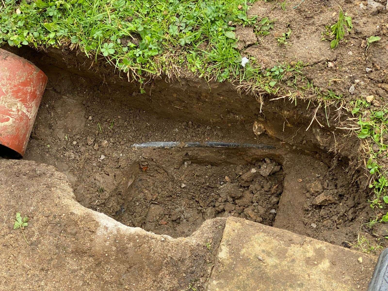 The 61-year-old said the sign was only one foot under the ground. Picture: Phil Lewis