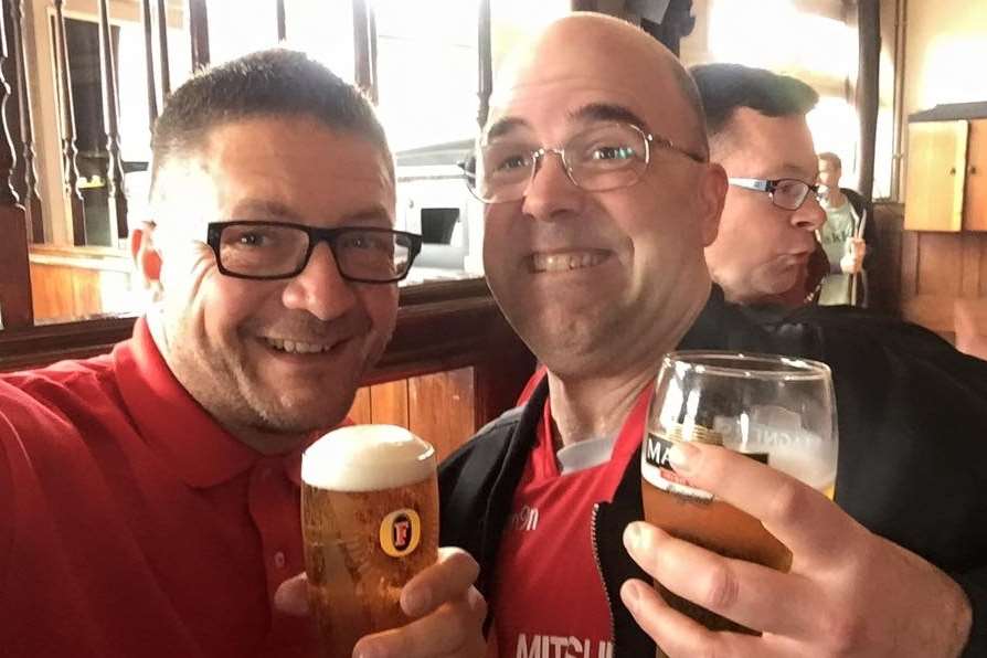 Ebbsfleet supporter Rick Nunan (right)