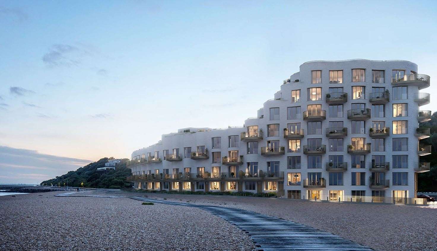 The exclusive Shoreline Crescent development on Folkestone beach. Picture: Shoreline Crescent