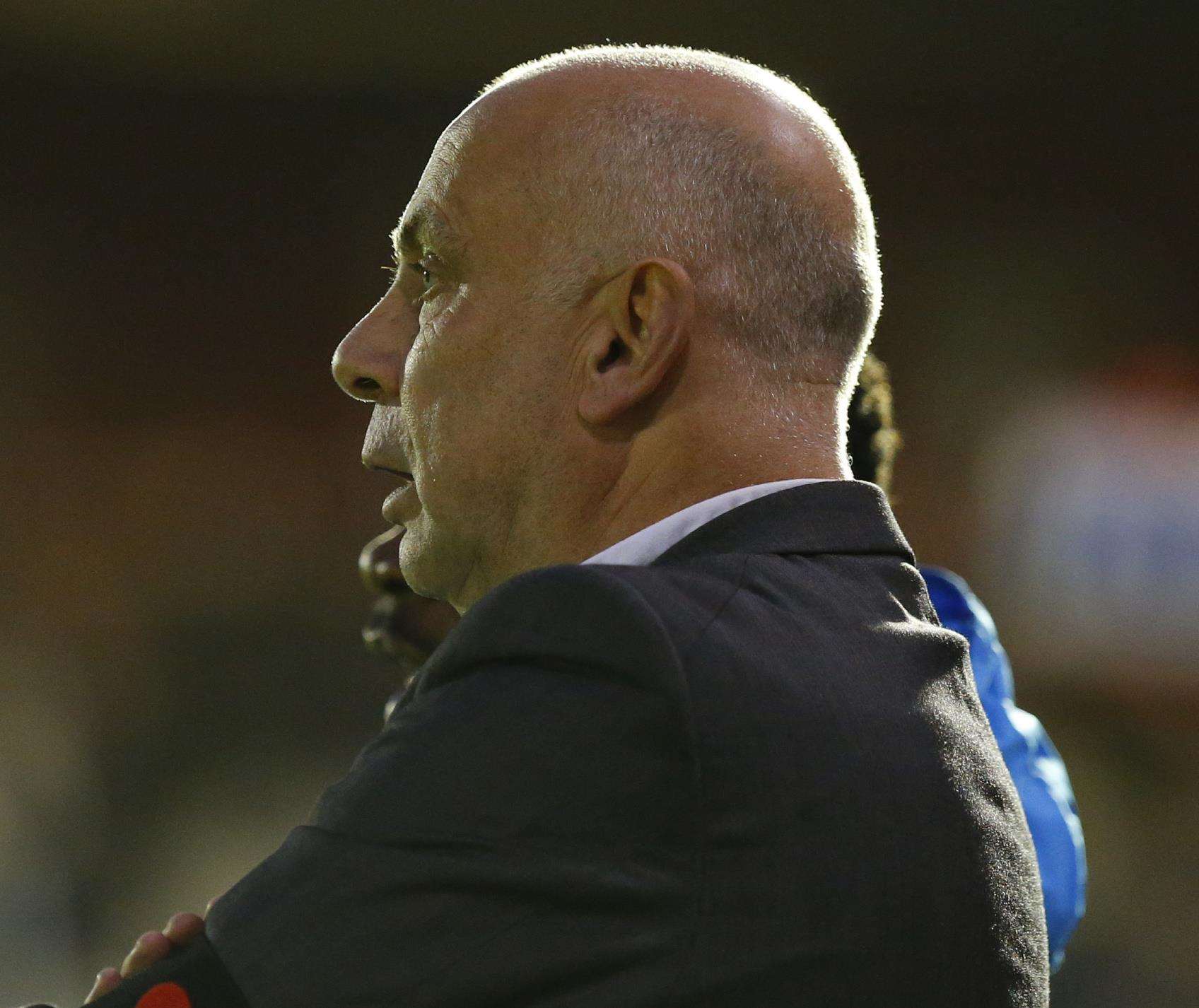 New Ebbsfleet manager Garry Hill watches progress from the touchline Picture: Andy Jones