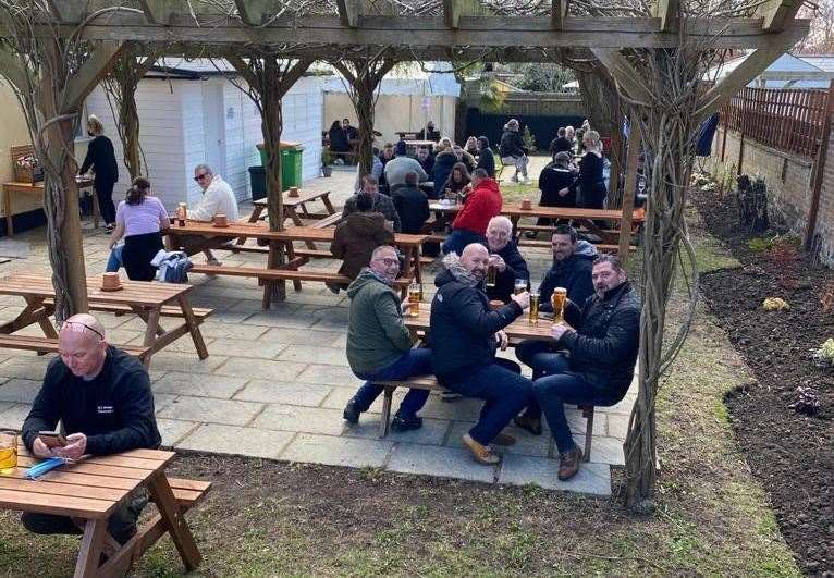 300 people enjoyed the beer garden yesterday as The New Fox Inn opened