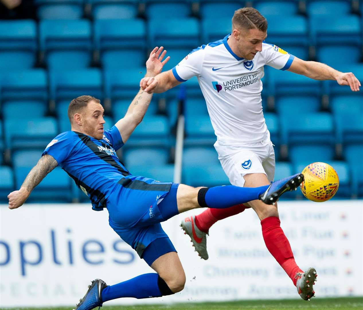 Barry Fuller on the stretch against Portsmouth this season. The defender has made 33 appearances so far in 2018/19 Picture: Ady Kerry