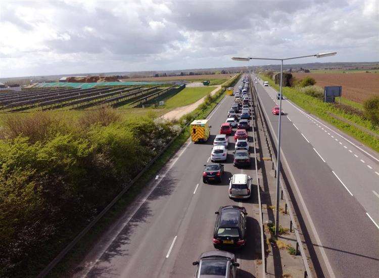 The crash caused long delays on the A299. Picture: Timothy Wooding