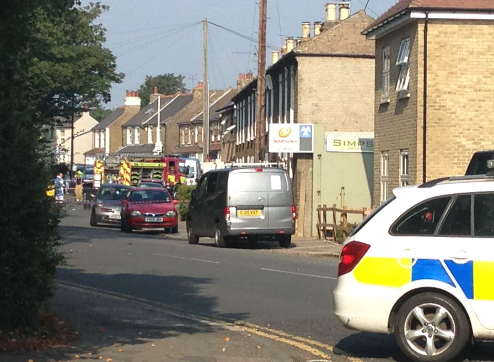 Fire crews and police in Albion Road