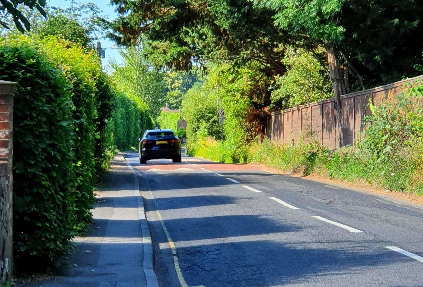 Looking south along Wateringbury Road. The site access would be on the left