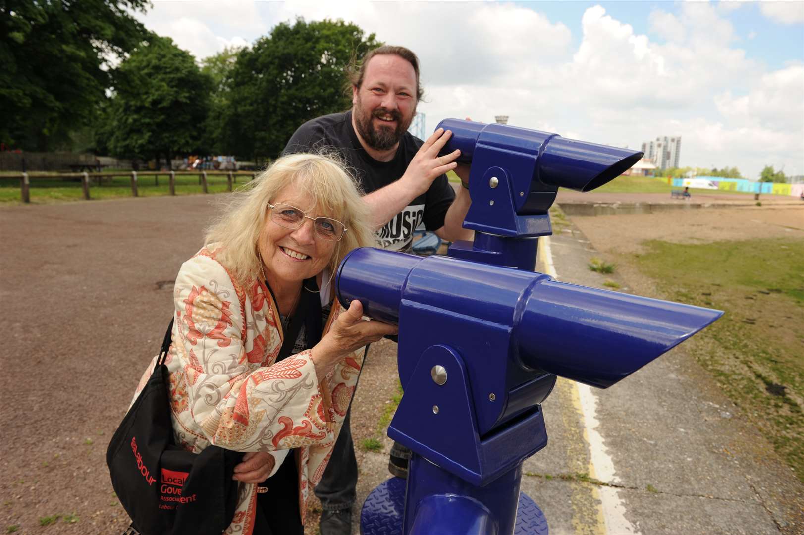 Cllr Pat Cooper and Labour leader Cllr Vince Maple at the Strand in 2019