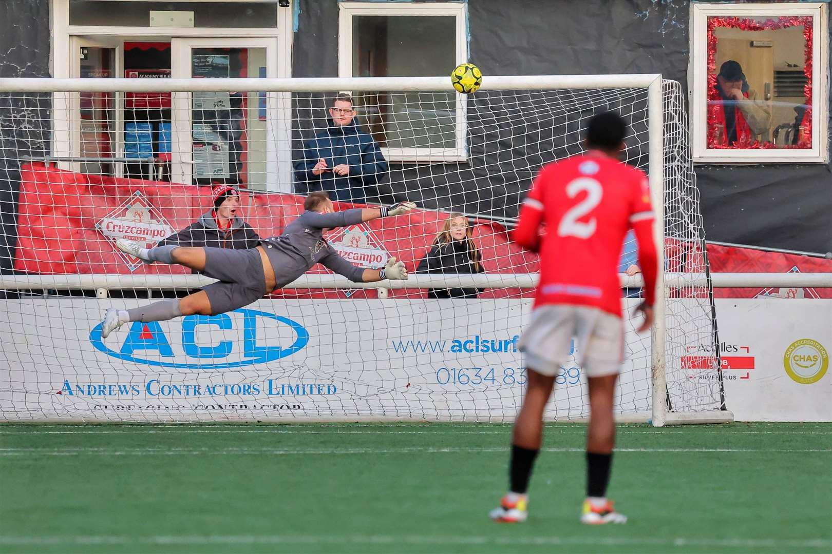 Freddie Sears' wonder strike flies past Folkestone keeper Jonny Henly for the opening goal. Picture: Helen Cooper