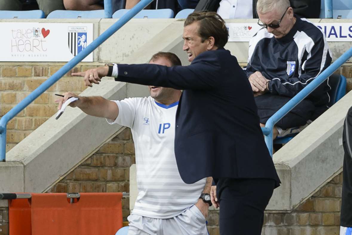 Boss Justin Edinburgh shouts instructions Picture: Andy Payton