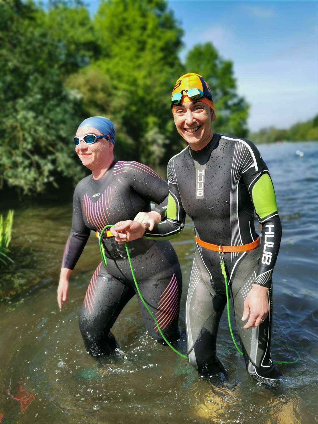 (from left to right) Ellie Southwood is to take part in a triathlon with running coach Sophie Barnard (Giles Deards/PA)