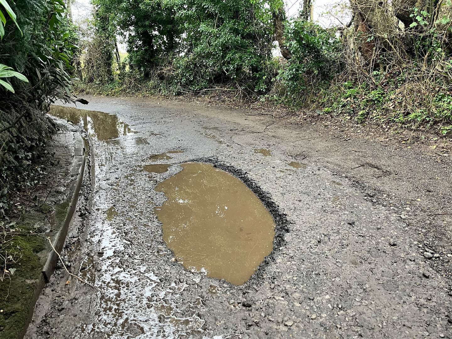 One of the potholes in the village