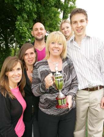 Golf day to celebrate the memory of Ashford Golf Club caterer, Paul Oliver: Paul's widow Tina with his children Simon, Nanci, Jayne, Jack and Laura.