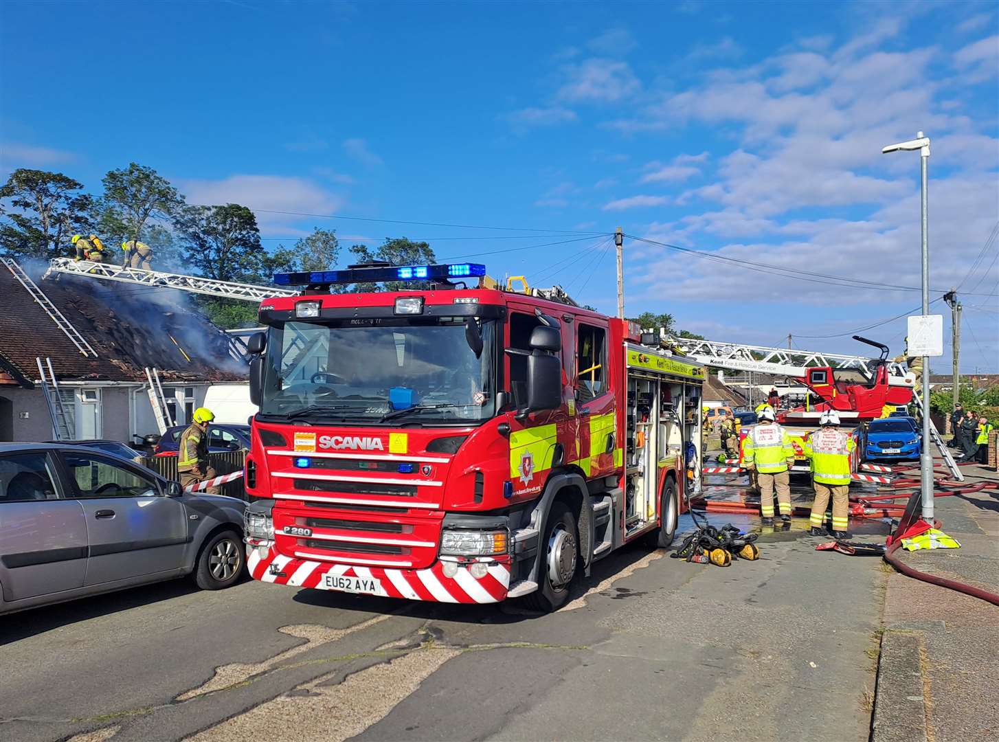 Six fire engines and other specialist fire service vehicles were seen at the scene