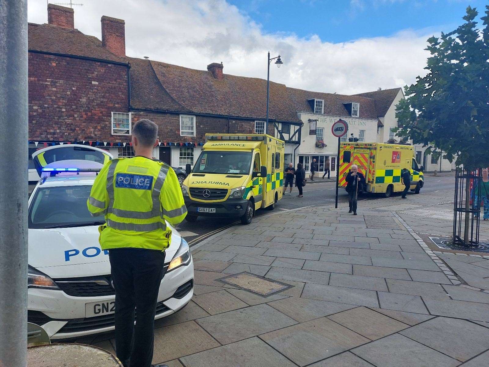 Emergency services are at the scene of a crash in North Lane, Canterbury, near Westgate Towers