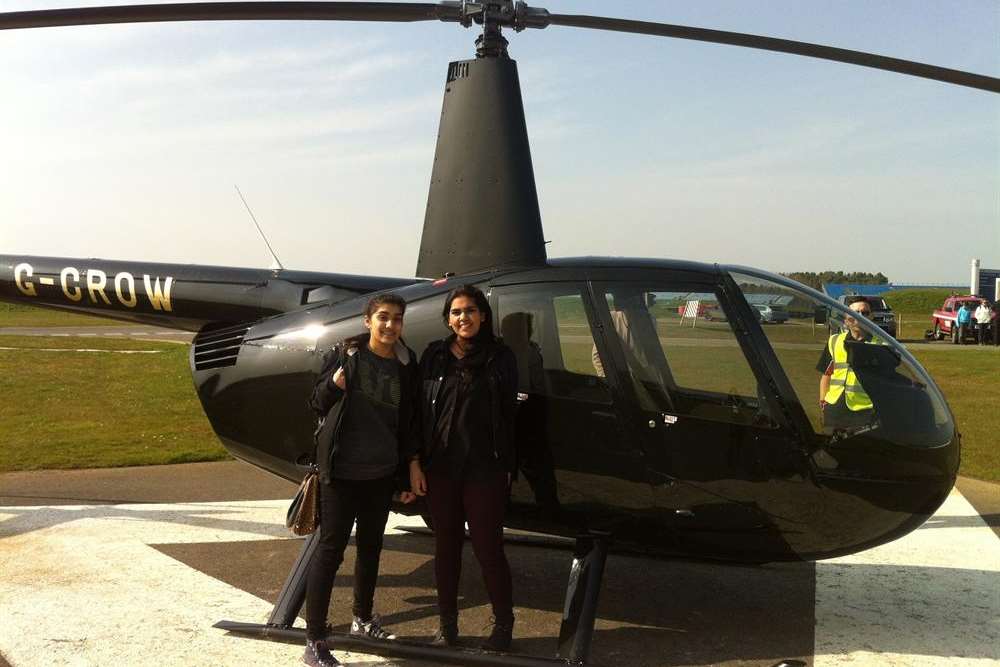 Raman Virk with her sister, Sharan, at Silverstone