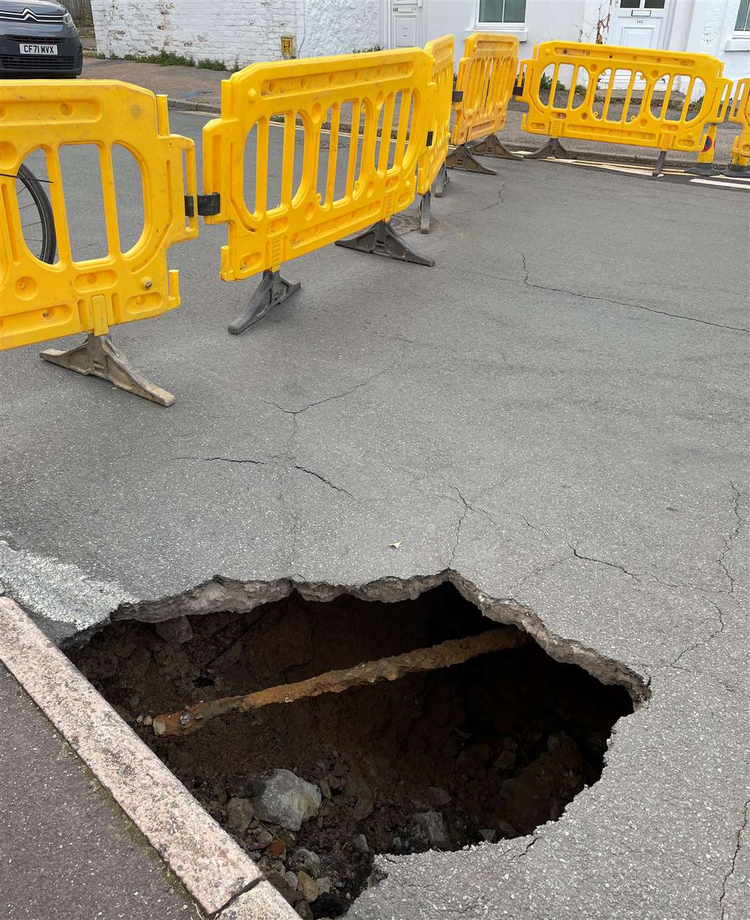 The sinkhole in Hackney Road, Maidstone