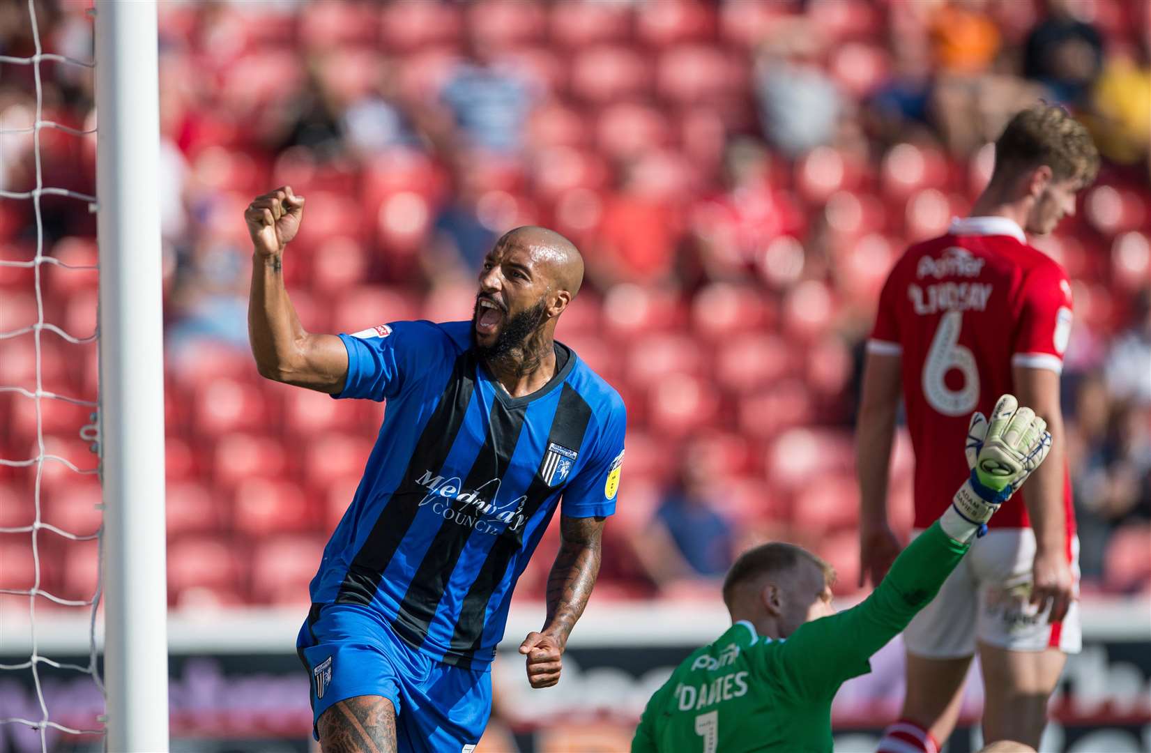 Josh Parker celebrates scoring against Barnsley Picture: Ady Kerry