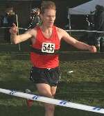 WINNER: Michael Coleman crosses the finish line. Picture: JOHN WESTHROP