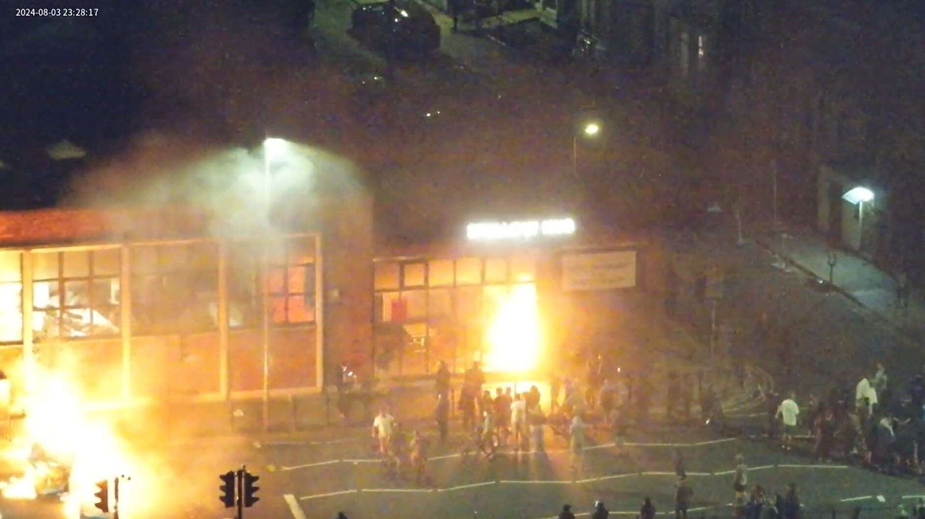 CCTV footage of the fire at the Spellow hub on August 3 (Crown Prosecution Service/PA)