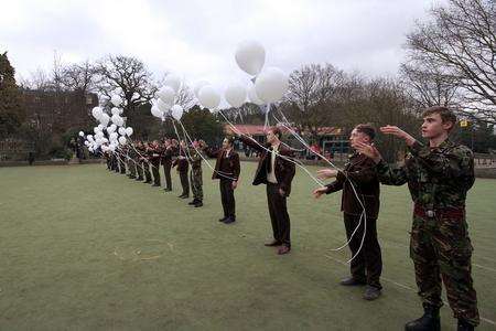 Children at Gad's Hill School let off balloons to remember fellow pupil Charlie Booth