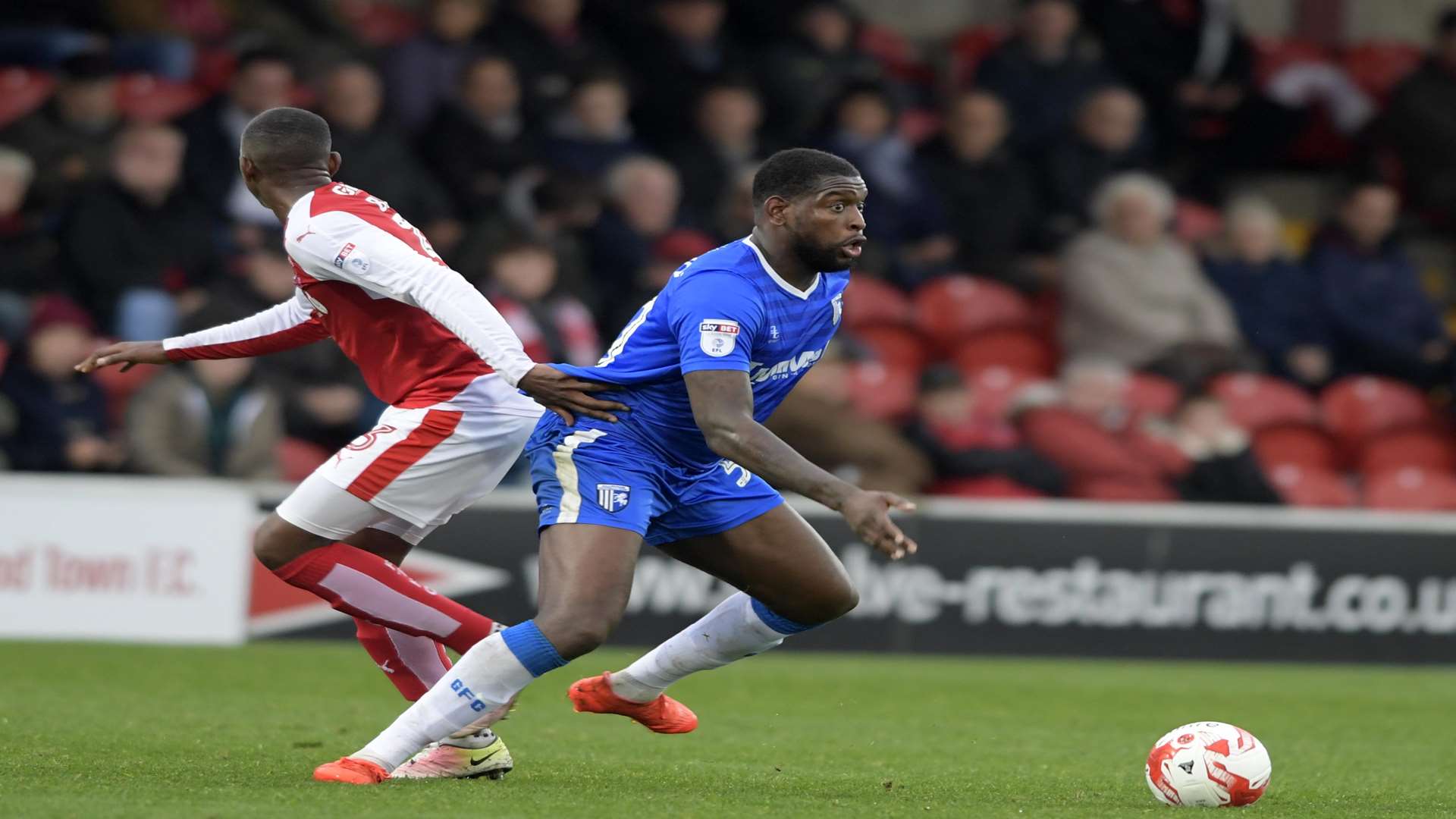 Jay Emmanuel-Thomas gets away from his marker at Fleetwood Picture: Barry Goodwin