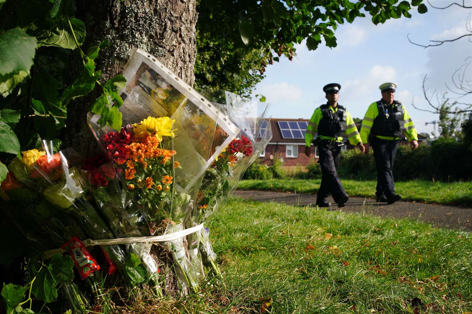 Floral tributes left in Keyham (PA)