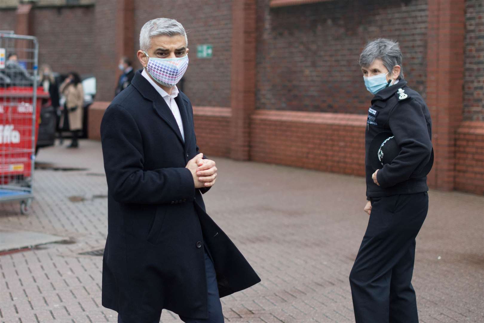 Sadiq Khan in Bethnal Green with Dame Cressida Dick (Stefan Rousseau/PA)