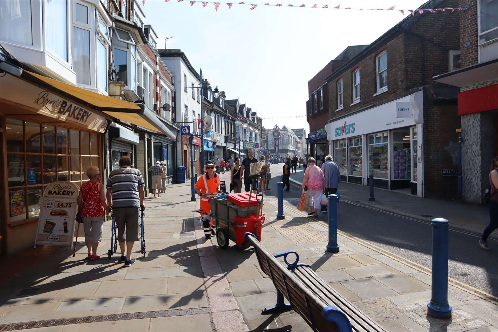 Shoppers in Sheerness High Street after the coronavirus lockdown