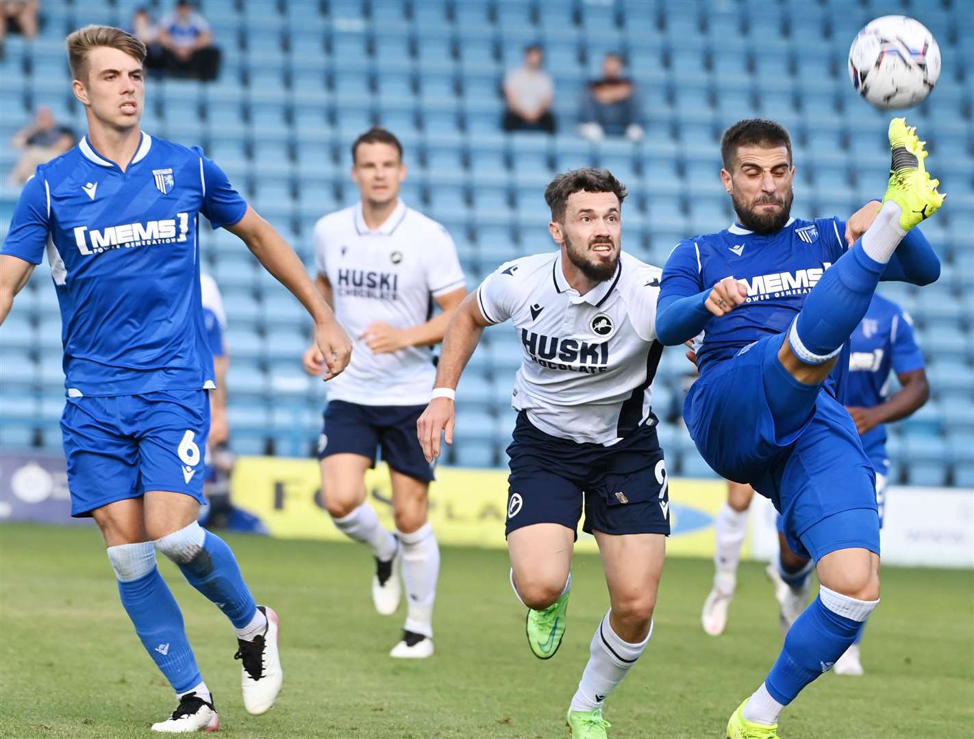 Max Ehmer returned to action in a Gills shirt at Priestfield on Tuesday night. Picture: Barry Goodwin (49649697)