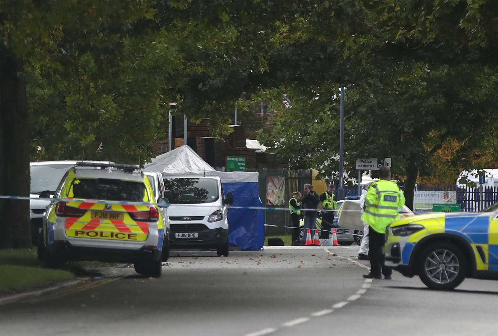 The scene outside Ascot Drive police station in Derby (Simon Marper/PA)